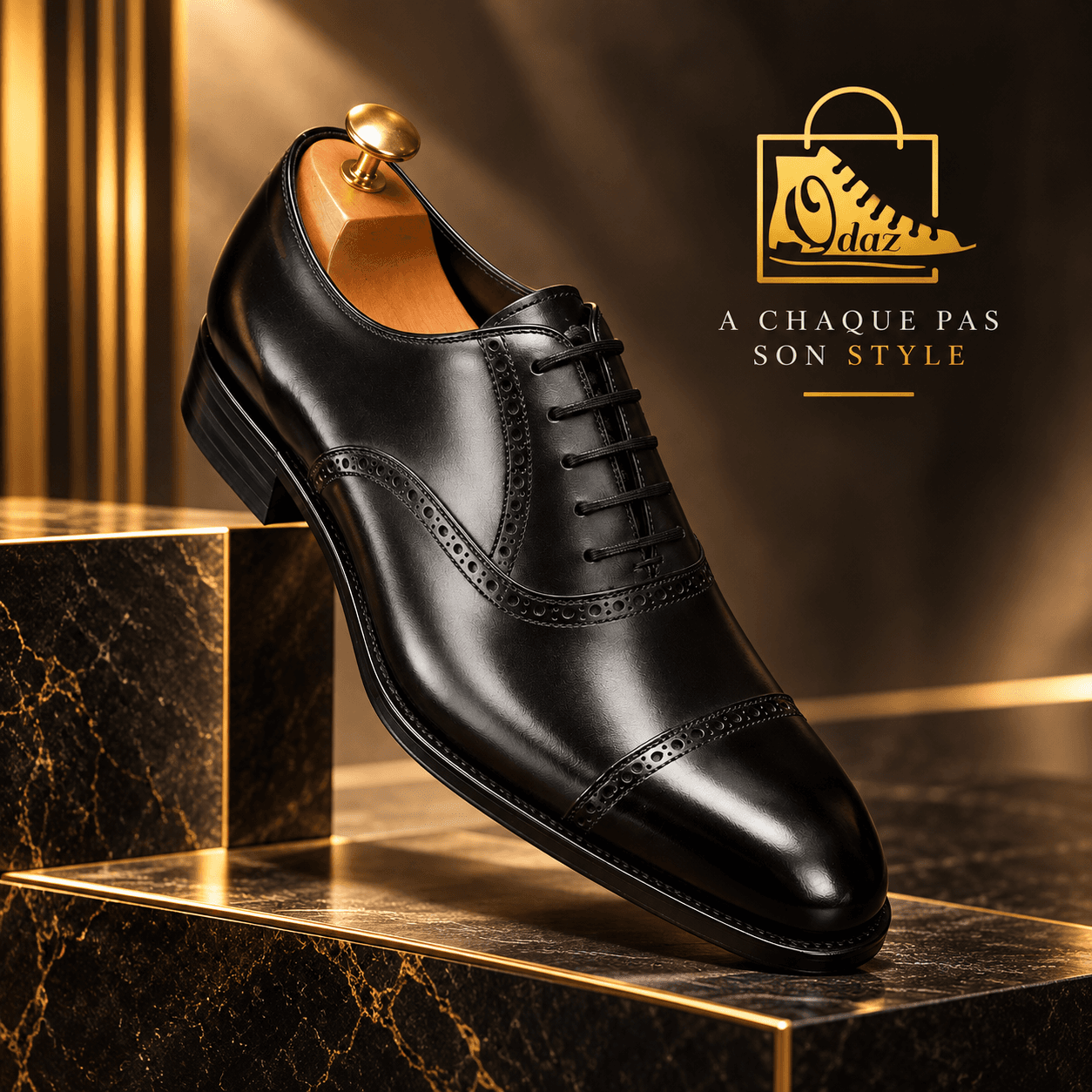 Richelieu Oxford Full Brogue – Cuir Noir